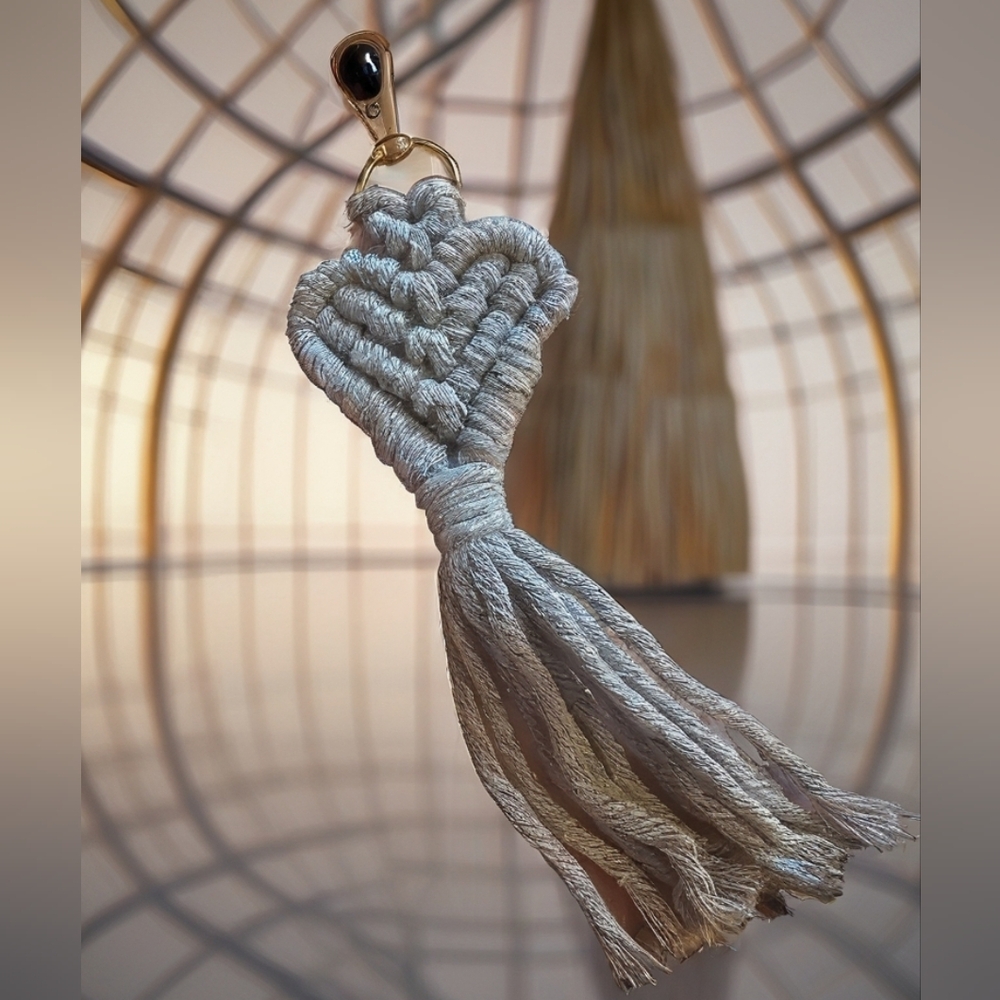 Elegant Macrame Heart Keychain